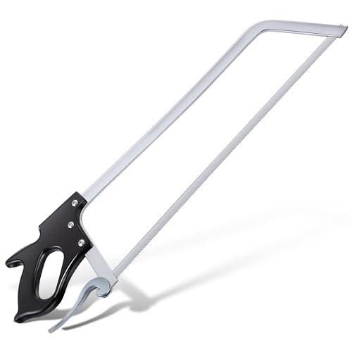 Ceoighe 25 Inch Butcher Saw Meat and Bone Professional Meat Processing Saw with Stainless Steel Blade Quick Release Black Tightening Cam Comfort Handle for Household Processed Livestock and Game