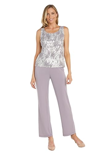 R&M Richards Womens Metallic One-Button Suit2