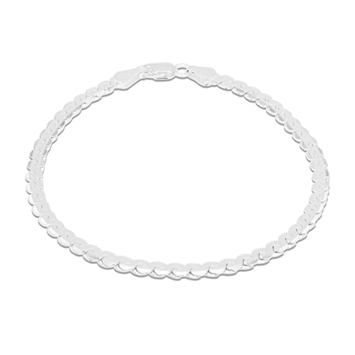 Chaîne serpentine en argent sterling avec finition diamantée de prestige