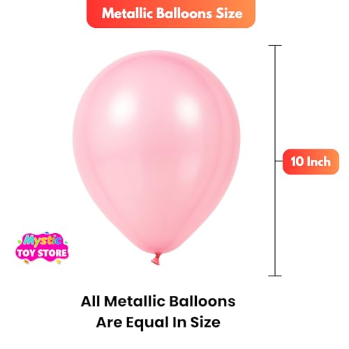 Image of 50 Pcs Pink White Metallic Chrome Balloons for Birthday Decoration Items Anniversary Baby Shower Girls Year With Latex Transparent Metallic Balloon Happy Birthday Decoration Set Kit Combo