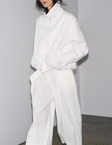 Jackets For Women High Neck Button Up Coat Oversized Long Sleeve Fall Fashion Outfits With Pockets3