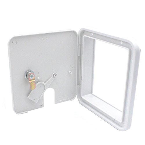 X-Haibei Rv Electric Power Cord Cable Hatch Cover Camper Trailer Hose Storage Door Compartment Lock 2 Keys W 6-1/4 Inch, H 6-3/4 Inch White #TOP2