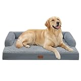 Casa Paw Orthopedic Dog Beds for Large Sized Dogs, Waterproof Egg Crate Foam Large Dog Couch Beds with Comfy Bolster 36x27Inch, Washable Pet Beds with Removable Cover and Nonskid Bottom, Grey
