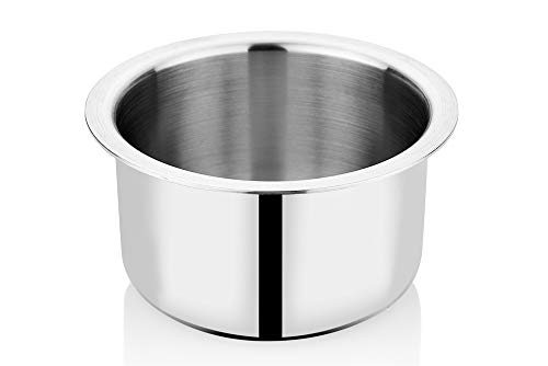 Image of Bhalaria Triply Stainless Steel Tope Flat Bottom 14 | 3L Capacity|2X Faster Heating | Easy to Clean|Uses Less Oil|100% Food Safe | No PFOA & PTFE | Gas & Induction Compatible Durable Kitchen Cookware