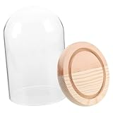 Cabilock Glasglocke mit Holzsockel Transparente Dekorative Cloche Stabiles Glasdisplay für...