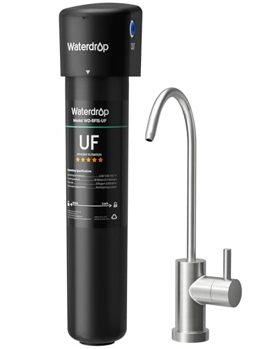 Waterdrop 15Ub-Uf Under Sink Water Filter System, 0.01 Micron Ultra Filtration Under Counter Drinking Water Filtration System, With Dedicated Brushed Nickel Faucet, 16K High Capacity, Usa Tech, Black