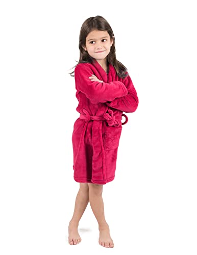 Leveret Kids Robe Boys Girls Bathrobe Shawl Collar Fleece Sleep Robe Hot Pink Size 8 Years #TOP28