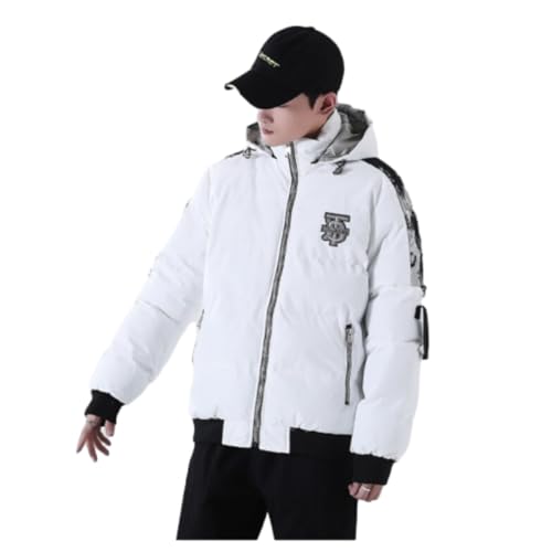 MEIMIYI Men Long Sleeve Jacket Classic Casual Warm Men Coat Jacket Youth All-Match Trend Men Cold Weather Jacket Thicken Loose Large Size Men Winter Jacket A-White XXL