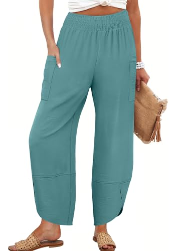 Image of ANRABESS Womens Wide Leg Palazzo Capri Barrel Pants