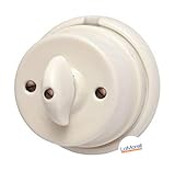 Schalter/Verteiler 10 A 250 V Porzellan Lichtschalter Retro Aufputz Schalter weiß Drehschalter nostalgischer Wandschalter  2A bis 250V Abmessungen: Ø80 mm - h50 mm