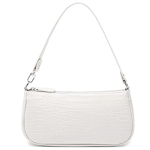 Shoulder Bags for Women Small White Purse Y2K Handbag Crocodile Pattern Clutch 90s Purses
