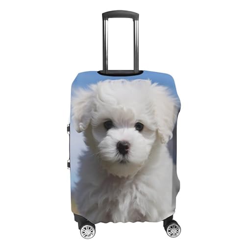 Bichon Frise Dog Luggage Cover Personalization Suitcase Covers Protector Elastic Washable Baggage Cover Anti-Scratch For Traveling, Aircraft Consignment XL4
