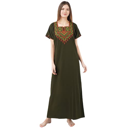 Image of Premium Women Embroidery Night Gown Lizzybizzy Cotton Nighty Maxi