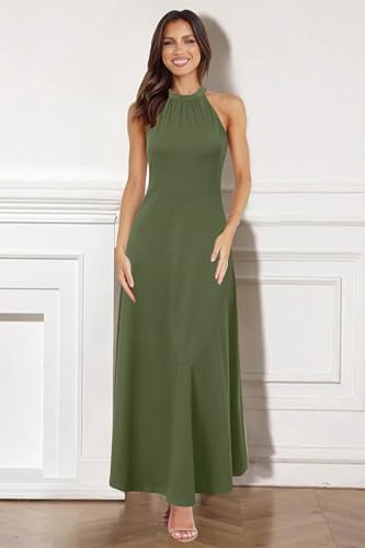 Image of STYLEWORD Women's Summer Floral Halter Maxi Dress Vacation Semi Formal 2026