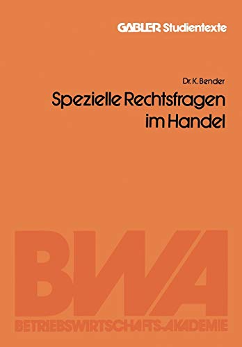 Preisvergleich Produktbild Spezielle Rechtsfragen im Handel (Gabler Studientexte)
