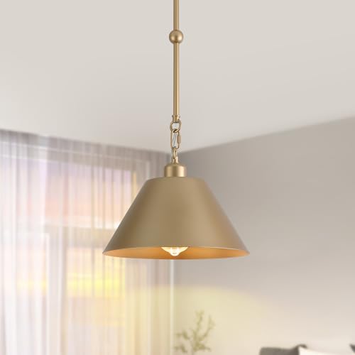 HAWYUEEB 11 Inch Pendant Lights Kitchen Island - Small Farmhouse Light Fixtures Matte Gold Cone...