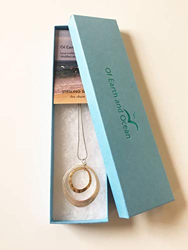 Long Handmade Halo Necklace Pendant-Sterling silver long chain