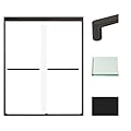 Transolid FBPT607608C-R-MB Frederick 57.75-59 in. W x 76 in. H Semi-Frameless Bypass Shower Door in Matte Black with Clear Glass