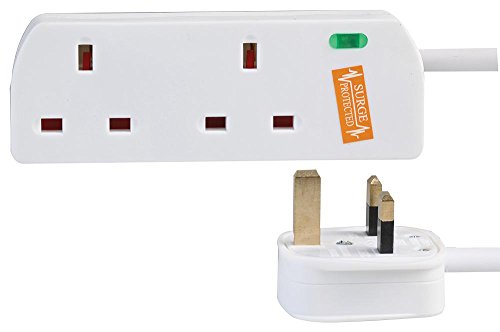 PRO ELEC PELB1950 2 Gang Surge Protected Extension Lead White, 5m