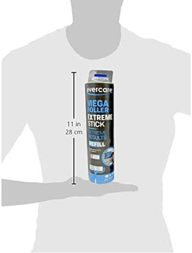 Evercare Mega Lint Roller with Expandable Pole with 25 Layers + Two 50 Layer Refills (125 Sheets Total)