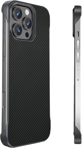 FAOMSEBS for iPhone 15 Pro Case Borderless Slim (Carbon Fiber Texture) [Bare Metal Feel] Rapid Heat Dissipation Anti-Fingerprint Cover for iPhone 15 Pro Phone Case, Hard PC Resilient Shockproof 6.1''