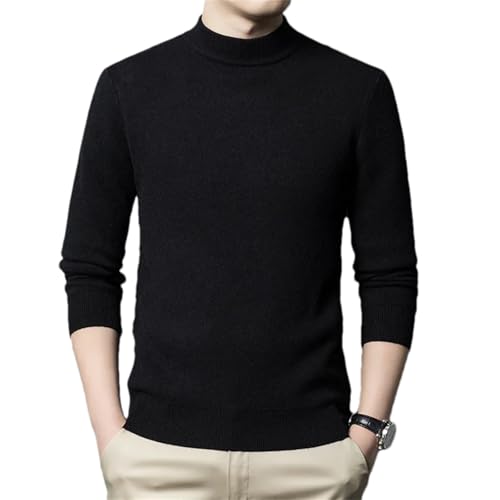 Men's Cashmere Sweater Mock Neck Long Sleeve Sweater Knitted Pullover Slim Fit Warm Sweater