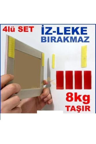 Çerçeve, Çivisiz Tablo Montajı için 4'lü Set Cırt Sistemli İz Bırakmaz Çift Taraflı Askı Bantı