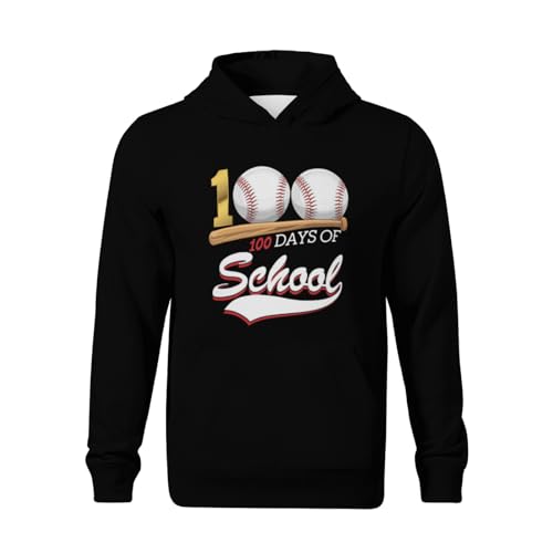 Kids 100 Days Of School Sports Game Baseball Player Student Boys Girls Lightweight Kangaroo Pocket Fleece Hoodies2