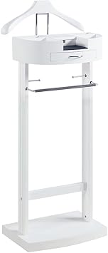White Valet Stand For Women, Suit Valet Stand For Mens, Clothing Valet Stand Suit , With Drawer Wood Suit Valet Rack, Freestanding Contour Hanger Trouser Shoe Rack Tie & Belt Stand Organizer Organizer