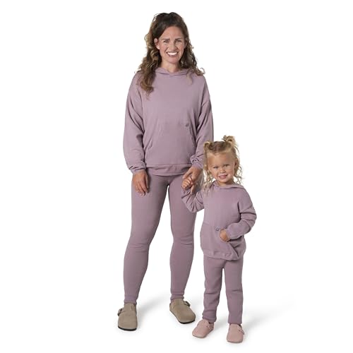 Modern Moments by Gerber Baby Girls' Mommy and Me Hooded Waffle Sweater Knit Top and Legging Set, Medium Lilac, X-Small