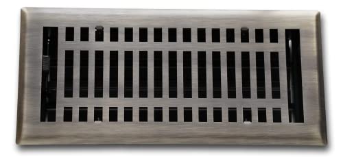 Madelyn Carter Modern Style Vent Cover, Solid Cast Steel Interior, Controls Air Flow, 6 x 10 inches (Overall Face: 7.25 x 11.5 inches), Antique Brass
