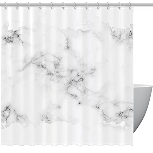 Rideau de douche lavable anti éclaboussure blanc effet marbre chic