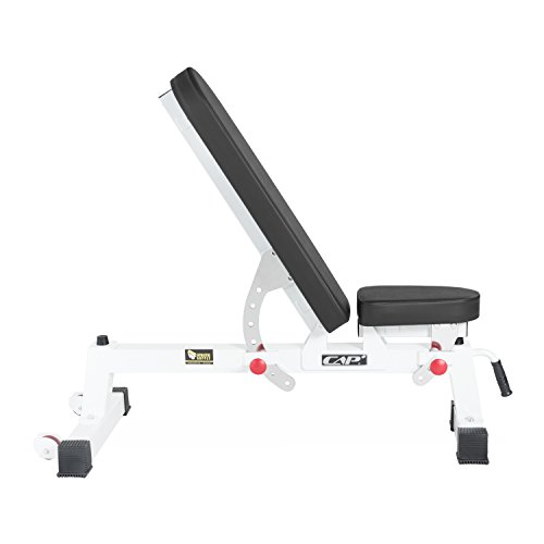 CAP+ Commercial Grade Three-Way Utility Bench - Adjustable Weight Bench Heavy Duty Workout Bench for Full Body Workout (White)