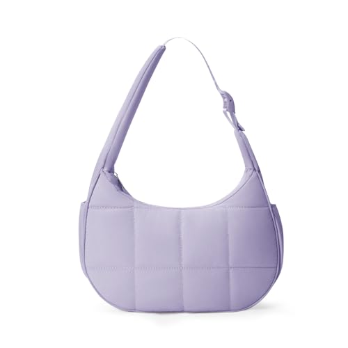 Image of Small Puffer Crescent Shoulder Bag for Women Lightweight Water-Resistant Nylon Purse with Adjustable Strap & Multiple Pockets