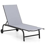 COSTWAY Sonnenliege mit Rollen, Gartenliege mit 6-Fach...