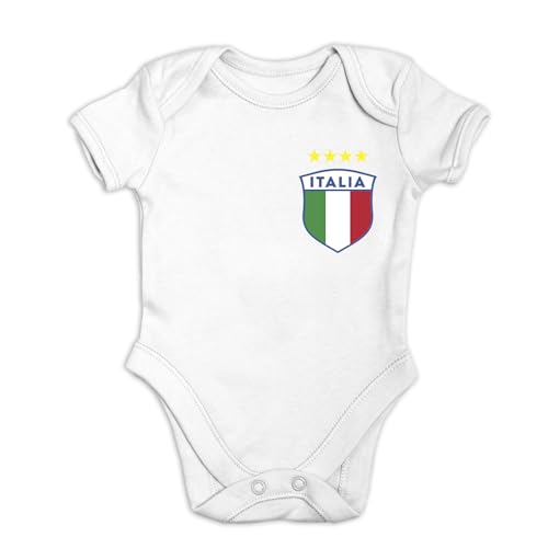 Body bébé Italie football premium en coton blanc finitions soignées pour 12-18 mois