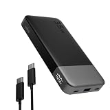 NOBIS Portable Charger, 10000mAh Power Bank Fast Charging, Battery Pack with C to C Cable, Battery Bank with Digital Display for iPhone iPad Android etc (Black, 35W)