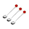 jojofuny 3Pcs Keuken Thee Lepels Set Watermeloen Patroon Rvs Koffielepels Voor Fruit Suiker Thee Dessert Cake Zilverwerk