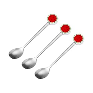 jojofuny 3Pcs Keuken Thee Lepels Set Watermeloen Patroon Rvs Koffielepels Voor Fruit Suiker Thee Dessert Cake Zilverwerk