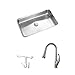 Elkay KF-ELUH2816PDBG Stainless Steel Single Bowl Undermount Kitchen Sink Kit, Lustrous Highlighted Satin