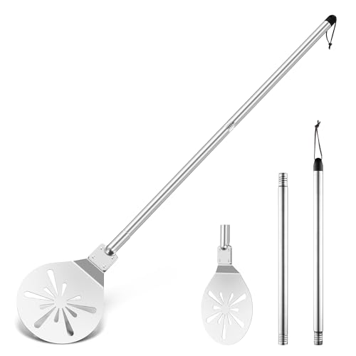 Herogo Pizzaschieber 8 Zoll Edelstahl Perforiert Pizzaschaufel Rund Metall Pizzawender mit Lang Abnehmbaren Metallgriff zum Leichten Gleiten Leicht zu Reinigen & Lagerung 20 3 x 22 3 x 118 cm