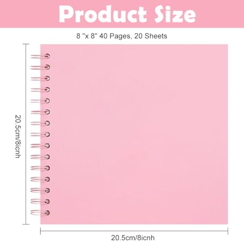 Image of HASTHIP DIY Photo Album Scrapbook 8''x8'', 20-Page Scrap Books for Memories with Coil Binding & Ribbon Closure, Album for Photos Collection, Scrapbook book, Journaling & Handmade Gifts