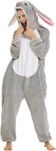 PENGMAI Unisexe Adulte Pyjama Combinaison Animaux Onesies Halloween Costume Animal Cosplay Le Lapin Déguisement Loungewear