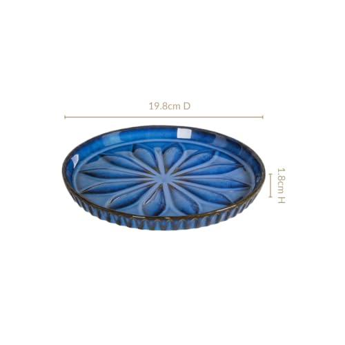Image of Nestasia Ceramic Snack Plate Set of 2 (19cm Each) - Small Round Serving Plate for Desserts, Starters & Salad | Microwave & Dishwasher Safe, 100% Food Safe & Chip Resistant (3D Flower Embossed)