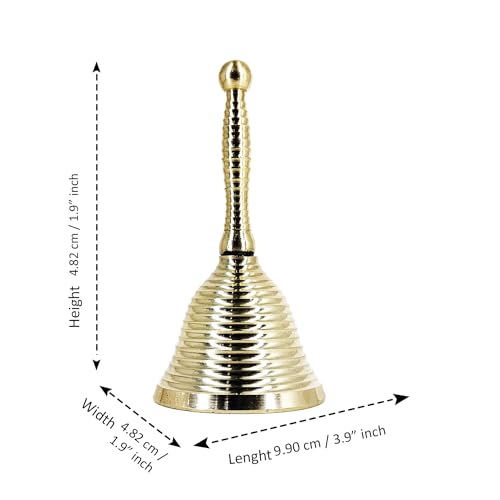 Image of Craftvatika Brass Pooja Bell Ghanti for Mandir - Handbell for Puja Room, Home and Temple Prayer Bell Ghanti for Decoration (3.9 X 1.9 Inch)