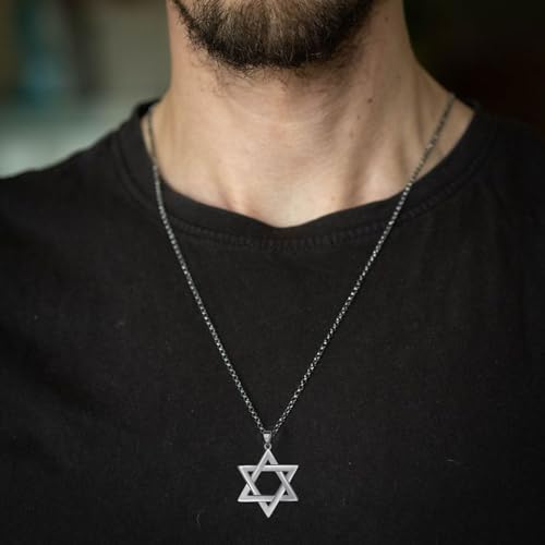 Jewmon 925 Sterling Silver Star of David Necklace for Women Mens Magen David Pendant Necklace Jewish Star Charm Necklace Gothic Isael Protection Jewelry3