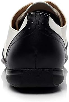 HIPPOSEUS Men's Lace-up Ballroom Dance Shoes Leather Soft Full Rubber Sole Social Dance Performance Shoes,Black White,9 D(M) US | Image 2