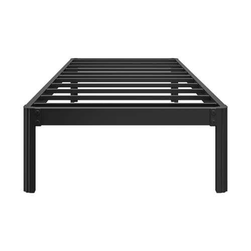 COMASACH 14 inch Twin XL Bed Frame with Round Corner and Cylinder-shaped Leg, Support 3000 lbs Heavy Duty Non-slip Metal Platform Bed Frames No Box Spring Needed, Noise-Free Mattress Foundation, Black