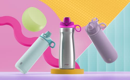 Pogo Garrafa de água térmica de aço inoxidável ativa com tampa de canudo à prova de vazamento, 530 m