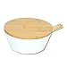 KESPER Ciotola per frutta e insalata con posate e coperchio, in bambù, diametro 26 cm, altezza 11 cm, ciotola per insalata in plastica, colore bianco, 32620